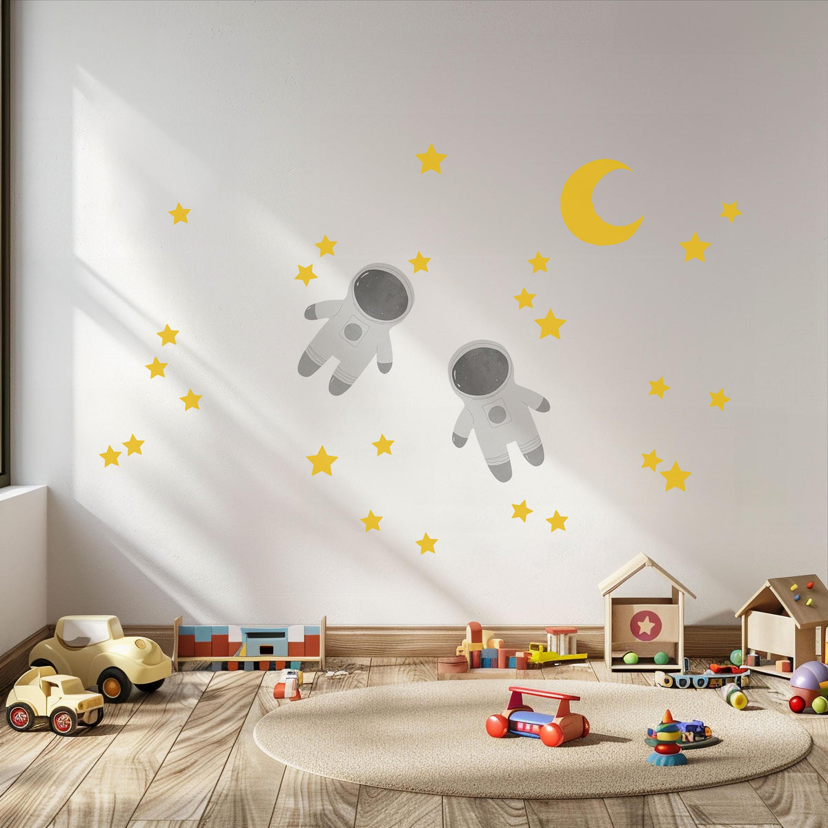 Astronaut Wall Stickers, Space Nursery Decor, Moon Star Astronaut Wall Decals, Boys Kids Room Baby Boy Peel and Stick Wall Art