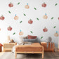 Apple Wall Stickers, Red Apple Nursery Decor, Watercolour Fruit Wall Decals, Kids Room Kitchen Playroom Peel and Stick Wall Art