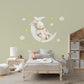 Bunny Wall Stickers, Sleepy Bunny on Moon Nursery Decor, Star Cloud Wall Decals, Neutral Kids Room Baby Goodnight Peel and Stick Art