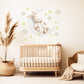 Bunny Wall Stickers, Sleepy Bunny on Moon Nursery Decor, Star Cloud Wall Decals, Neutral Kids Room Baby Goodnight Peel and Stick Art