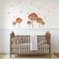 Mushroom Wall Stickers, Boho Toadstool Nursery Decor, Pink Dot Mushroom Wall Decals, Girls Kids Room Baby Peel and Stick Wall Art