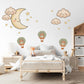 Moon and Stars Wall Stickers, Cloud Hot Air Balloon Nursery Decor, Boho Sky Wall Decals, Gender Neutral Kids Room Peel and Stick Art