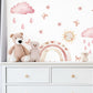 Boho Rainbow Wall Stickers, Pink Sun Cloud Nursery Decor, Butterfly Heart Wall Decals, Girls Kids Room Baby Peel and Stick Wall Art