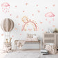 Boho Rainbow Wall Stickers, Pink Sun Cloud Nursery Decor, Butterfly Heart Wall Decals, Girls Kids Room Baby Peel and Stick Wall Art