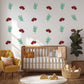 Moth Wall Stickers, Red Moth Leaf Nursery Decor, Botanical Folk Wall Decals, Boho Kids Room Baby Neutral Peel and Stick Wall Art