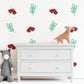 Moth Wall Stickers, Red Moth Leaf Nursery Decor, Botanical Folk Wall Decals, Boho Kids Room Baby Neutral Peel and Stick Wall Art