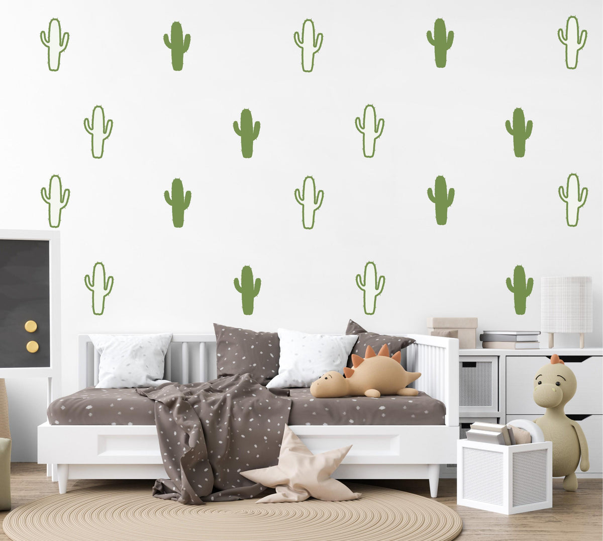 Cactus Wall Stickers, Boho Cactus Nursery Decor, Green Desert Wall Decals, Gender Neutral Kids Room Baby Playroom Peel and Stick Art