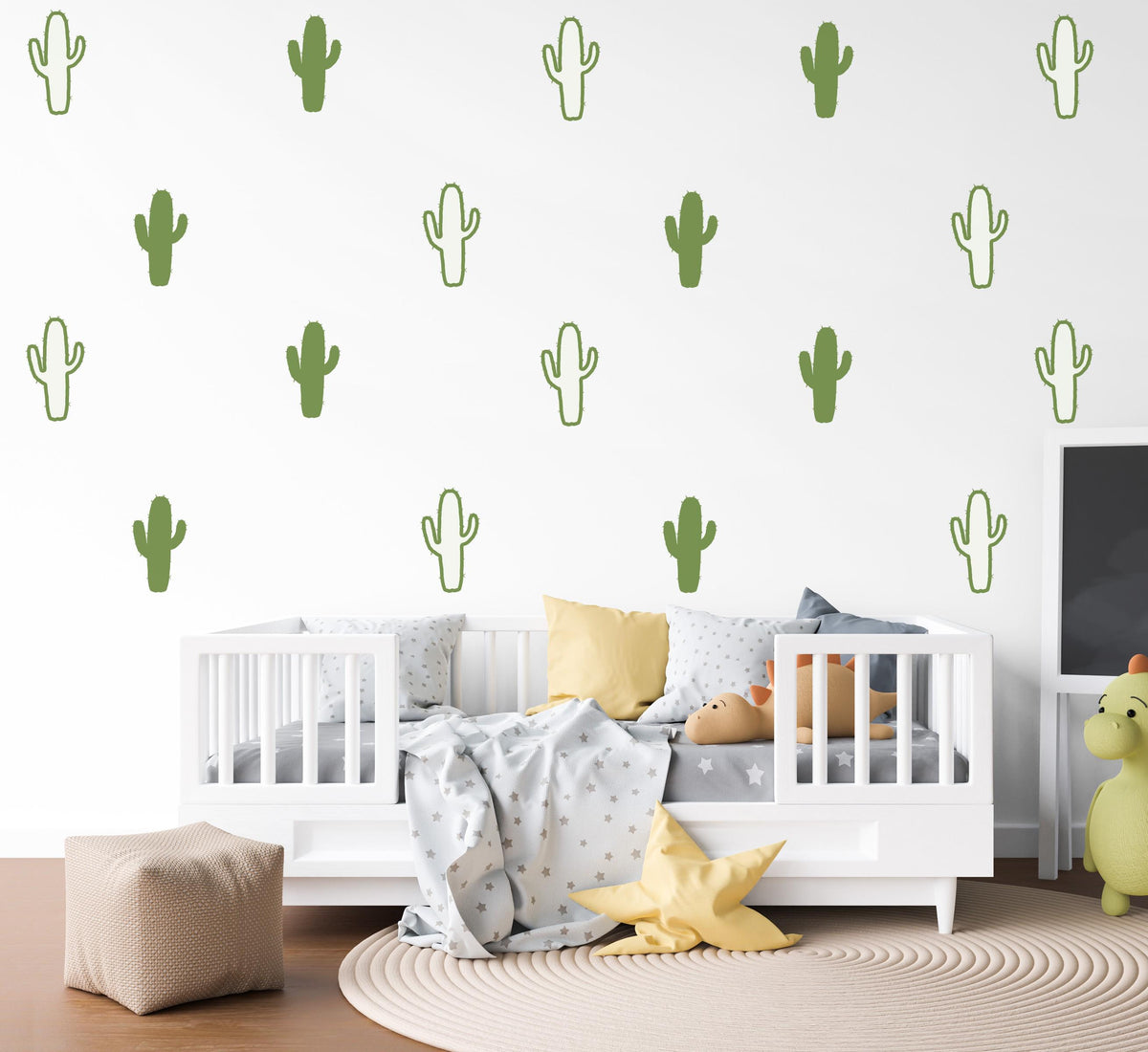 Cactus Wall Stickers, Boho Cactus Nursery Decor, Green Desert Wall Decals, Gender Neutral Kids Room Baby Playroom Peel and Stick Art