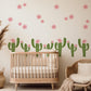 Cactus Wall Stickers, Pink Flower Cactus Nursery Decor, Boho Floral Wall Decals, Girls Kids Room Baby Desert Peel and Stick Wall Art