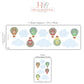 Hot Air Balloon Wall Stickers, Cloud and Rainbow Nursery Decor, Boho Balloon Wall Decals, Kids Room, Peel and Stick