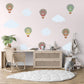 Hot Air Balloon Wall Stickers, Cloud and Rainbow Nursery Decor, Boho Balloon Wall Decals, Kids Room, Peel and Stick