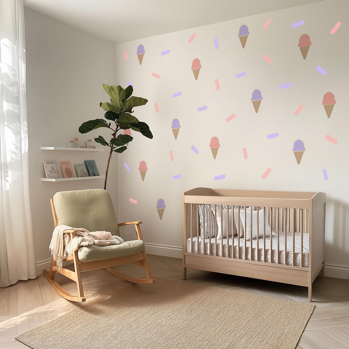 Ice Cream Wall Stickers, Pink and Purple Girls Room Decor, Sprinkle Wall Decals, Playroom Nursery, Peel and Stick