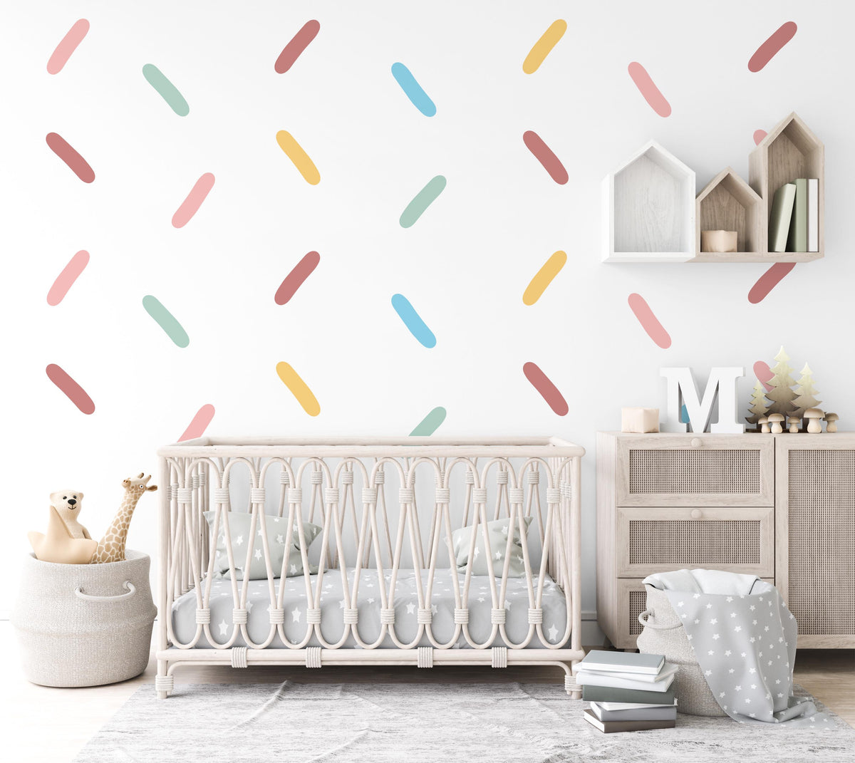 Sprinkle Wall Stickers, Confetti Wall Decals, Colourful Sprinkle Nursery Decor, Gender Neutral Kids Room Playroom Peel and Stick Art