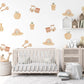 Boho Wall Stickers, Neutral Baby Toy Nursery Decor, Train Blocks Rainbow Wall Decals, Gender Neutral Kids Room Peel and Stick Art