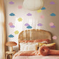 Cloud Wall Stickers, Colourful Cloud Nursery Decor, Pastel Cloud Wall Decals, Gender Neutral Kids Room Playroom Peel and Stick Art