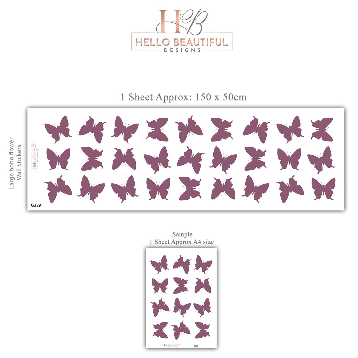 Butterfly Wall Stickers, Purple Butterfly Nursery Decor, Mauve Butterfly Wall Decals, Girls Kids Room Bedroom Baby Peel and Stick Art