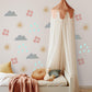 Cloud Sun Wall Stickers, Weather Nursery Decor, Sun Rain Cloud Flower Wall Decals, Gender Neutral Kids Room Peel and Stick Art