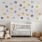 Retro Flower Wall Stickers, Groovy Daisy Nursery Decor, Blue Orange Floral Wall Decals, Kids Room Neutral Peel and Stick Wall Art