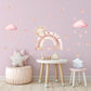 Boho Rainbow Wall Stickers, Pink Sun Cloud Nursery Decor, Butterfly Heart Wall Decals, Girls Kids Room Baby Peel and Stick Wall Art