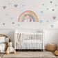 Unicorn Wall Stickers, Unicorn Rainbow Nursery Decor, Pastel Heart Wall Decals, Girls Kids Room Baby Bedroom Peel and Stick Wall Art