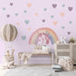 Unicorn Wall Stickers, Unicorn Rainbow Nursery Decor, Pastel Heart Wall Decals, Girls Kids Room Baby Bedroom Peel and Stick Wall Art