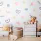 Abstract Wall Stickers, Pastel Doodle Nursery Decor, Heart Star Squiggle Wall Decals, Girls Kids Room Playroom Peel and Stick Art
