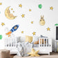 Space Wall Stickers, Rocket Moon Star Nursery Decor, Planet Bunny Wall Decals, Boys Kids Room Playroom Peel and Stick Wall Art
