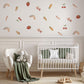 Boho Fruit Wall Stickers, Strawberry Cherry Nursery Decor, Rainbow Heart Wall Decals, Kids Room Cottagecore Baby Peel and Stick Art