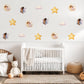 Fairy Wall Stickers, Fairy Moon Star Nursery Decor, Celestial Cloud Wall Decals, Girls Kids Room Baby Girl Peel and Stick Wall Art