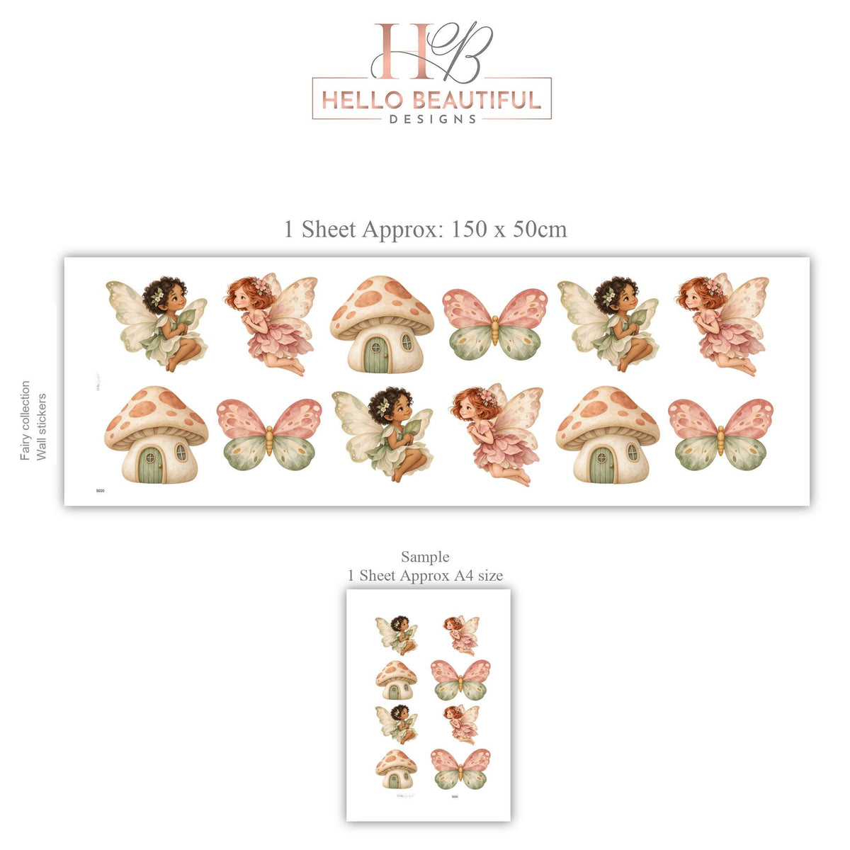 Fairy Wall Stickers, Fairy Garden Nursery Decor, Mushroom House Butterfly Wall Decals, Girls Kids Room Baby Girl Peel and Stick Art