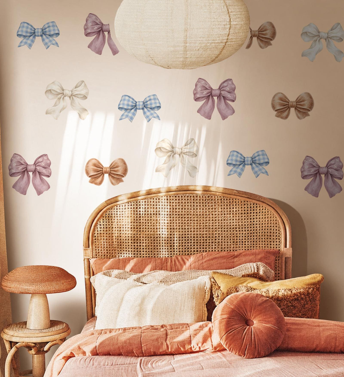 Bow Wall Stickers, Coquette Bow Nursery Decor, Watercolour Bow Wall Decals, Girls Kids Room Neutral Baby Peel and Stick Wall Art