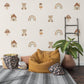Teddy Bear Wall Stickers, Mushroom and Rainbow Woodland Nursery Decor, Neutral Boho Wall Decals, Peel and Stick