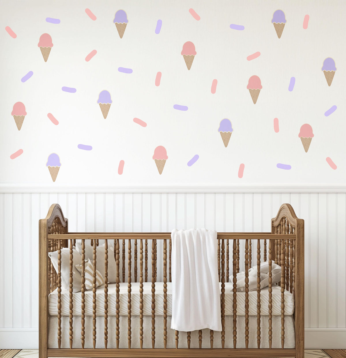 Ice Cream Wall Stickers, Pink and Purple Girls Room Decor, Sprinkle Wall Decals, Playroom Nursery, Peel and Stick