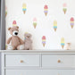 Ice Cream Wall Stickers, Pastel Rainbow Ice Cream Nursery Decor, Cone Wall Decals, Kids Room Playroom Girls Peel and Stick Wall Art