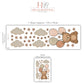 Teddy Bear Wall Stickers, Teddy Bear Balloon Nursery Decor, Cloud Star Wall Decals, Neutral Kids Room Baby Peel and Stick Wall Art