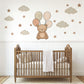 Teddy Bear Wall Stickers, Teddy Bear Balloon Nursery Decor, Cloud Star Wall Decals, Neutral Kids Room Baby Peel and Stick Wall Art