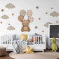 Teddy Bear Wall Stickers, Teddy Bear Balloon Nursery Decor, Cloud Star Wall Decals, Neutral Kids Room Baby Peel and Stick Wall Art