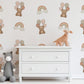 Teddy Bear Wall Stickers, Boho Bear Rainbow Nursery Decor, Balloon Cloud Wall Decals, Neutral Kids Room Baby Peel and Stick Wall Art