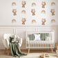 Teddy Bear Wall Stickers, Boho Bear Rainbow Nursery Decor, Balloon Cloud Wall Decals, Neutral Kids Room Baby Peel and Stick Wall Art