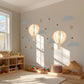 Hot Air Balloon Wall Stickers, Teddy Bear Nursery Decor, Cloud Star Wall Decals, Gender Neutral Kids Room Baby Peel and Stick Art