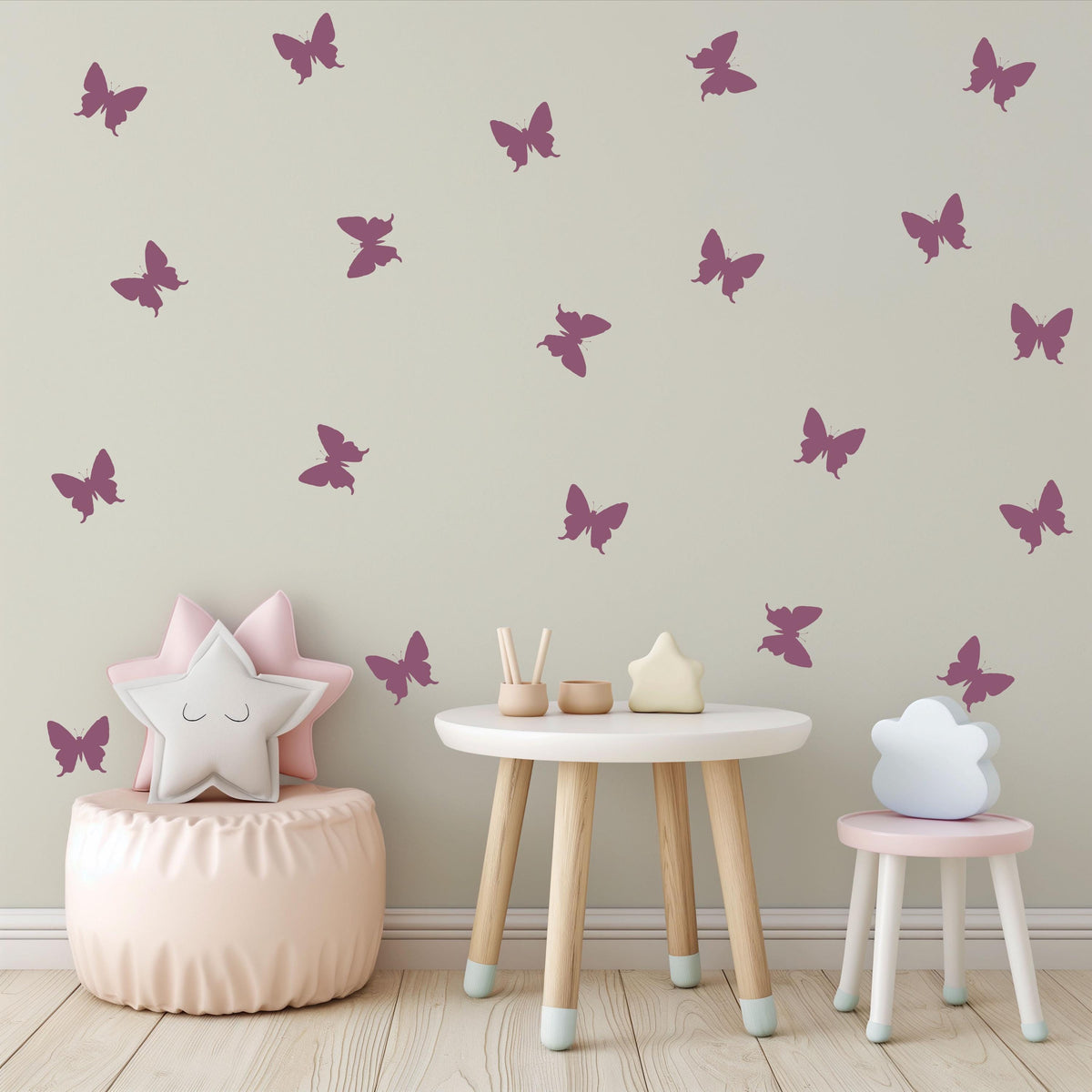 Butterfly Wall Stickers, Purple Butterfly Nursery Decor, Mauve Butterfly Wall Decals, Girls Kids Room Bedroom Baby Peel and Stick Art