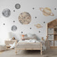 Planet Wall Stickers, Boho Space Nursery Decor, Neutral Planet Star Wall Decals, Kids Room Gender Neutral Baby Peel and Stick Art