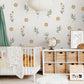Wildflower Wall Stickers, Meadow Nursery Decor, Daisy and Leaf Wall Decals, Neutral Floral Kids Room, Peel and Stick Flowers