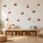 Cherry Wall Stickers, Coquette Cherry Nursery Decor, Red Cherry Bow Wall Decals, Girls Kids Room Bedroom Baby Peel and Stick Wall Art