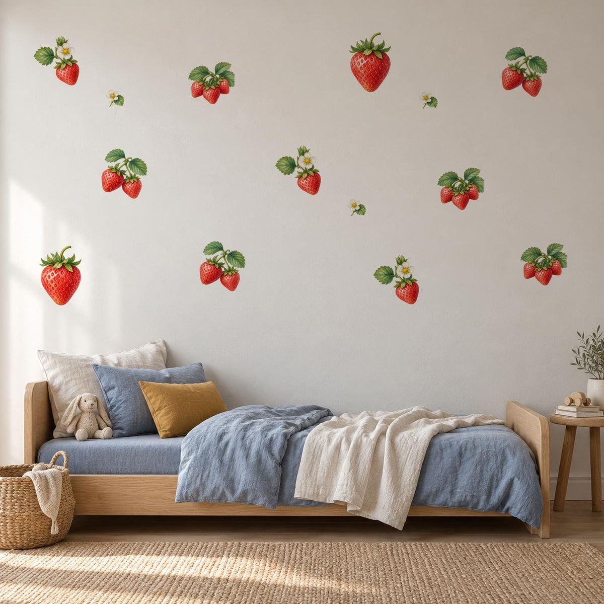 Strawberry Wall Stickers, Strawberry Garden Nursery Decor, Fruit Wall Decals, Girls Kids Room Kitchen Baby Peel and Stick Wall Art
