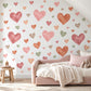 Heart Wall Stickers, Boho Watercolour Heart Nursery Decor, Earthy Heart Wall Decals, Kids Room Neutral Baby Peel and Stick Wall Art