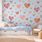 Heart Wall Stickers, Boho Watercolour Heart Nursery Decor, Earthy Heart Wall Decals, Kids Room Neutral Baby Peel and Stick Wall Art