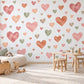 Heart Wall Stickers, Boho Watercolour Heart Nursery Decor, Earthy Heart Wall Decals, Kids Room Neutral Baby Peel and Stick Wall Art
