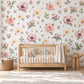 Floral Wall Stickers, Blush Peony Nursery Decor, Watercolour Flower Wall Decals, Girls Kids Room Bedroom Baby Peel and Stick Wall Art