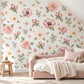 Floral Wall Stickers, Blush Peony Nursery Decor, Watercolour Flower Wall Decals, Girls Kids Room Bedroom Baby Peel and Stick Wall Art